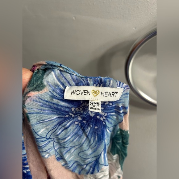 Woven Heart Womens Peach Floral Kimono Swimsuit Cover Up - Picture 5 of 8